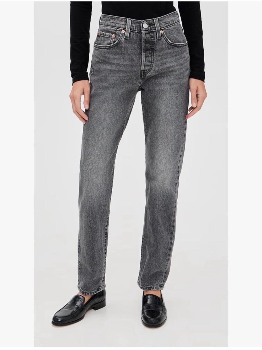 Levi's 501 Straight Leg Jeans in Washed Gray - Size 25